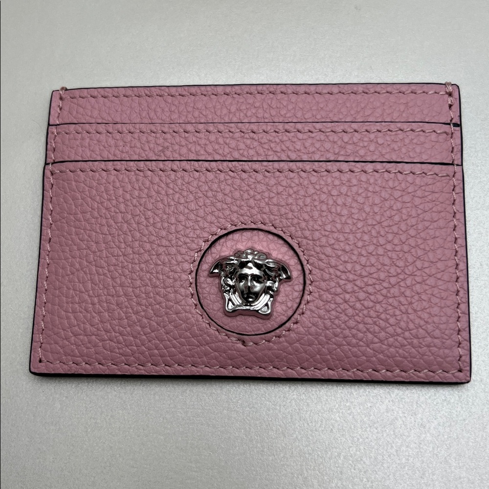 Versace Medusa Head Pink Leather Card Holder NWOT $275 Retail w/COA No Box/Dust - Picture 15 of 17